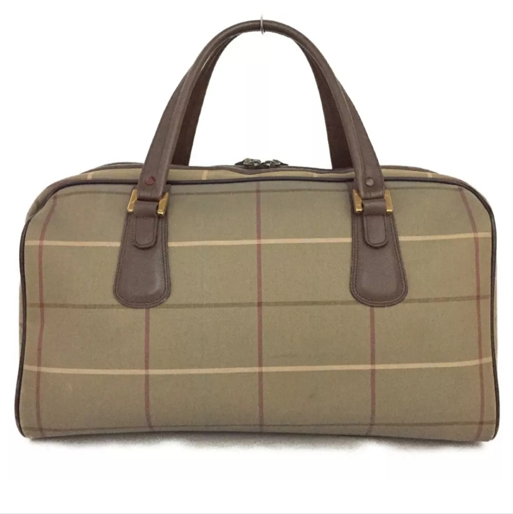Burberrys Horse Logo Check Canvas Boston Bag - Picture 4 of 9